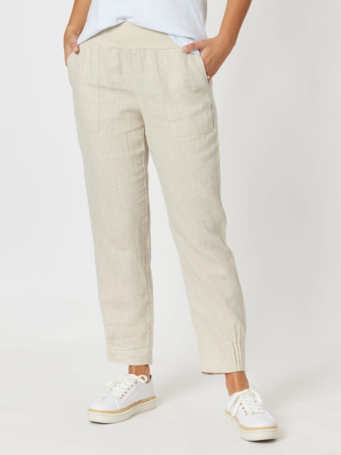 Sarah Ribbed Waist Pant Natural