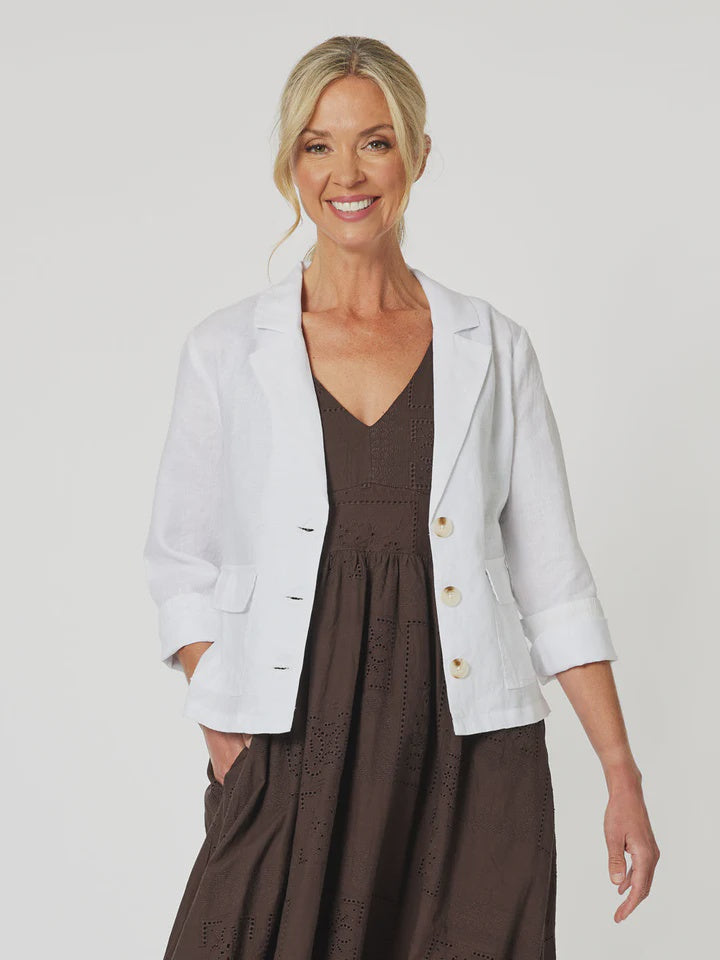 Danielle Linen Jacket White