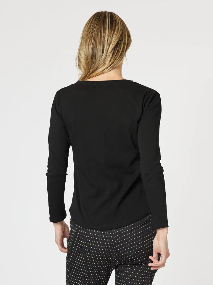 GS L/S Crew Neck Top Black