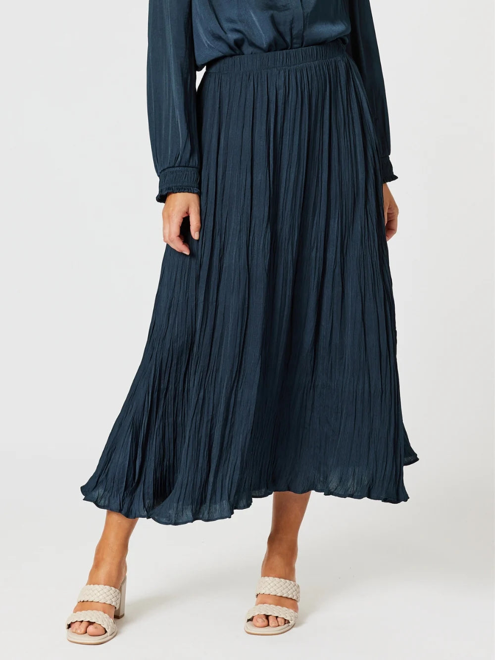 Crushed Lux Skirt Navy