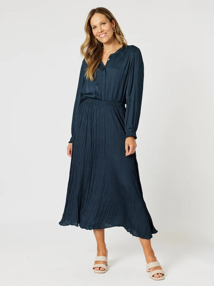 Crushed Lux Skirt Navy