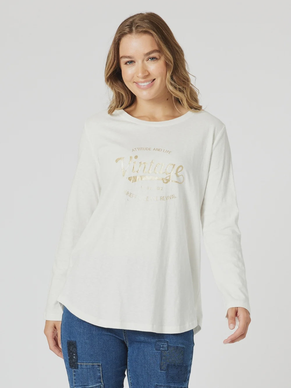 Vintage Tee Gold/White