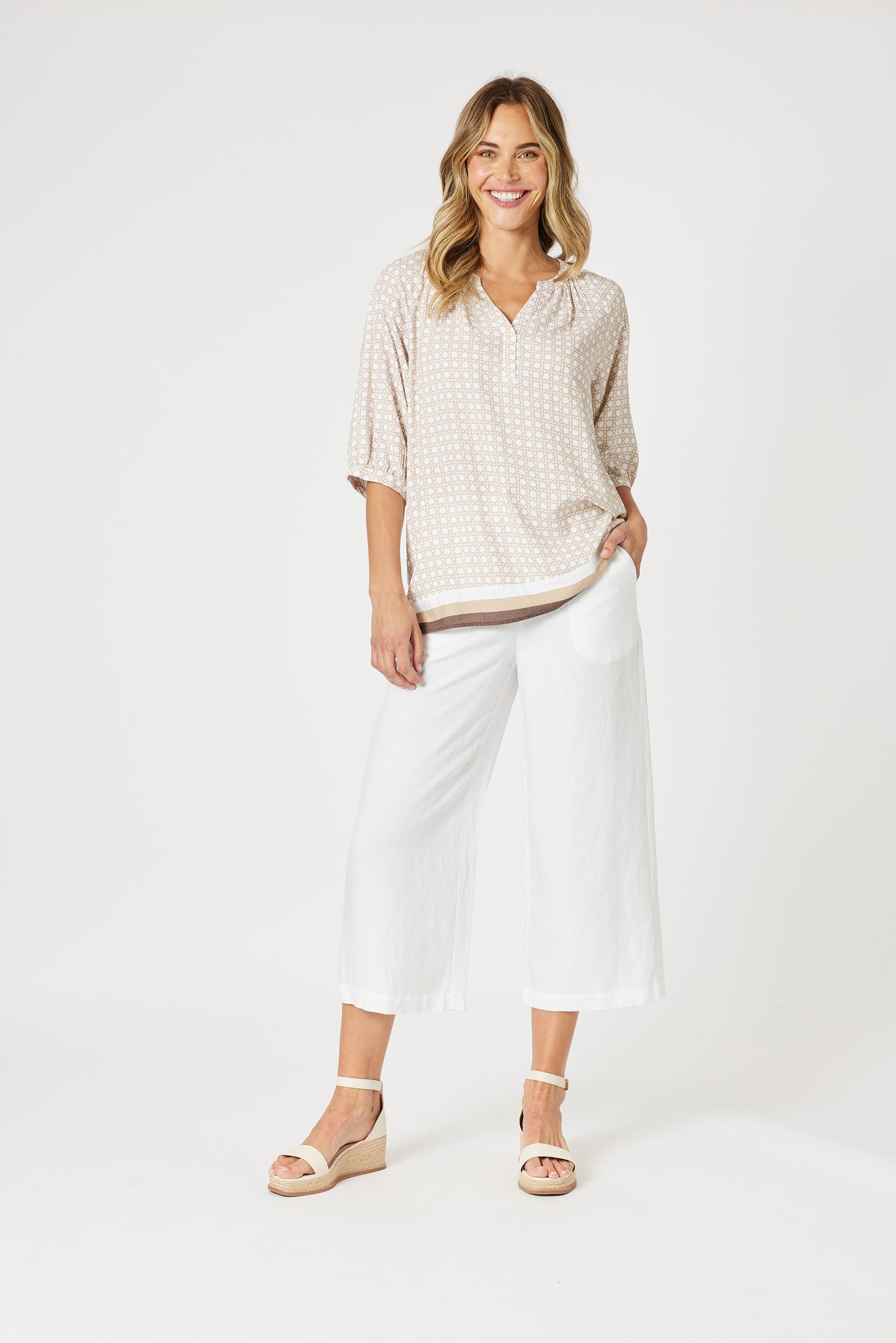 Lino Wide Leg Pant White