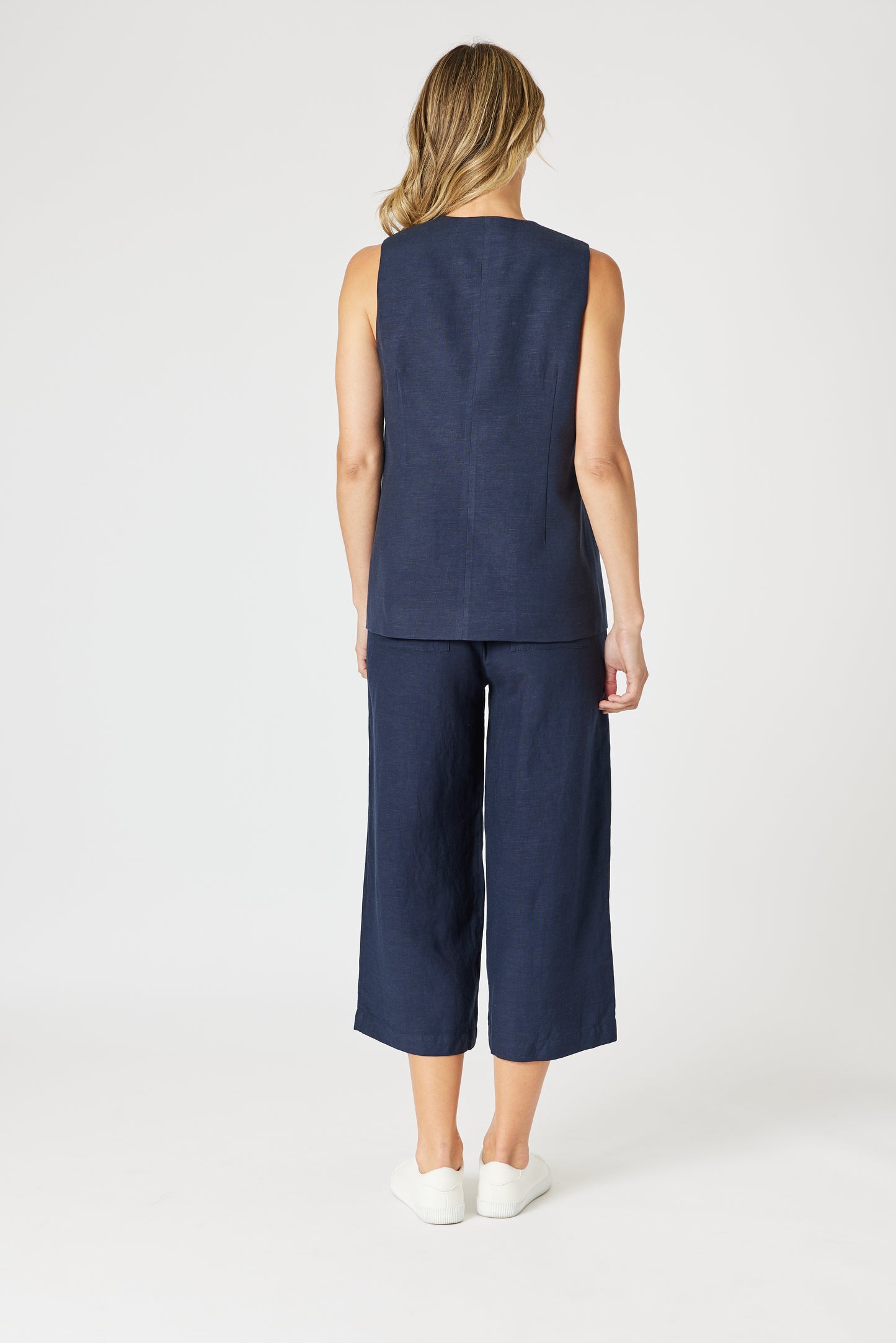 Lino Wide Leg Pant Navy