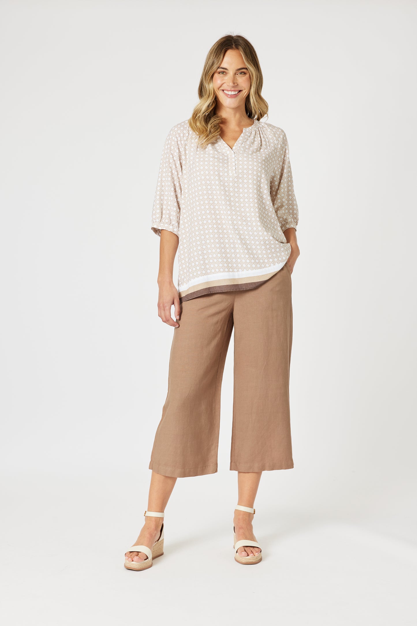 Lino Wide Leg Pant Nutmeg