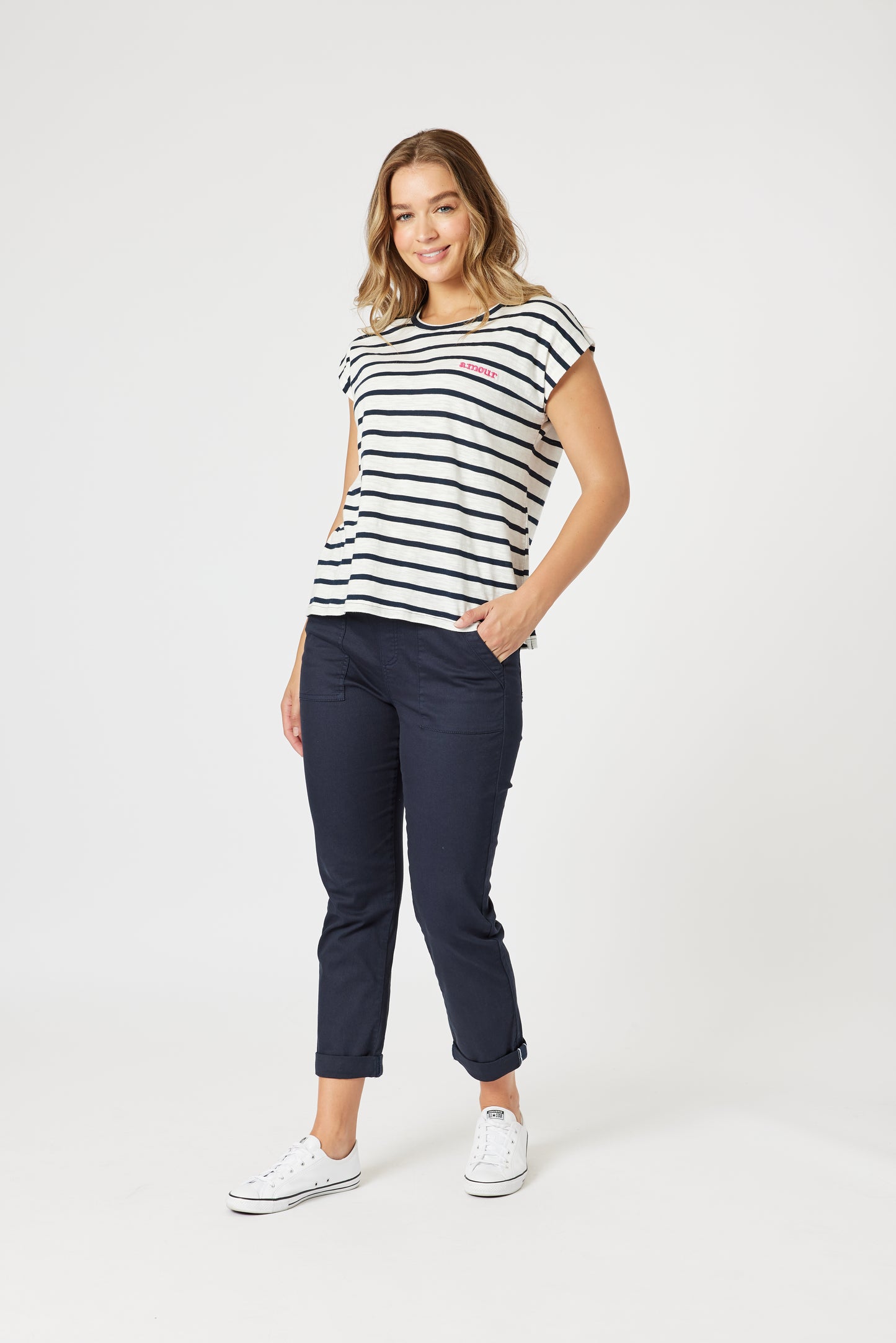 New Isabella Cotton Pant Navy