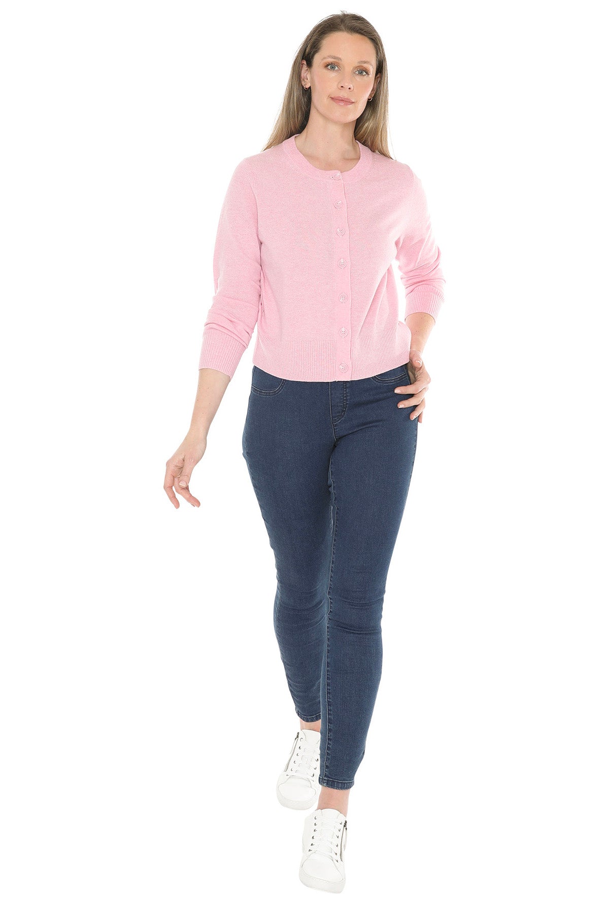 Button Through Cardi Sherbert Marl