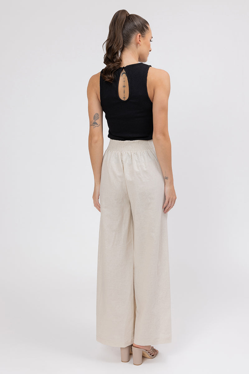 Essential Wide Leg Suit Pant Oatmeal