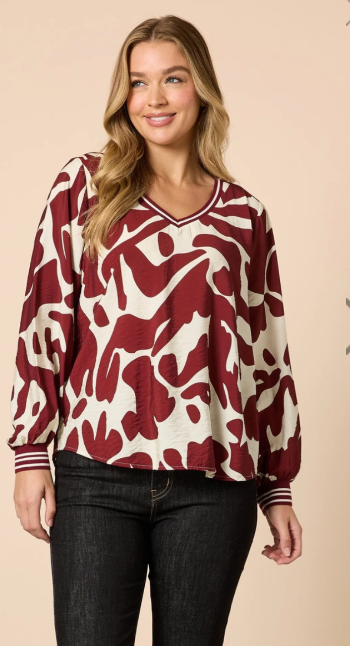Aspen Print Top Shiraz