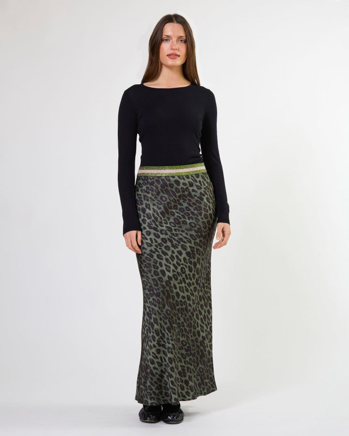 Bretta Skirt Khaki Leopard