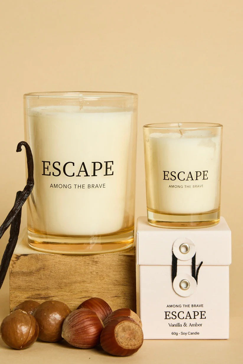 Escape Vanilla + Amber 60g Soy Candle