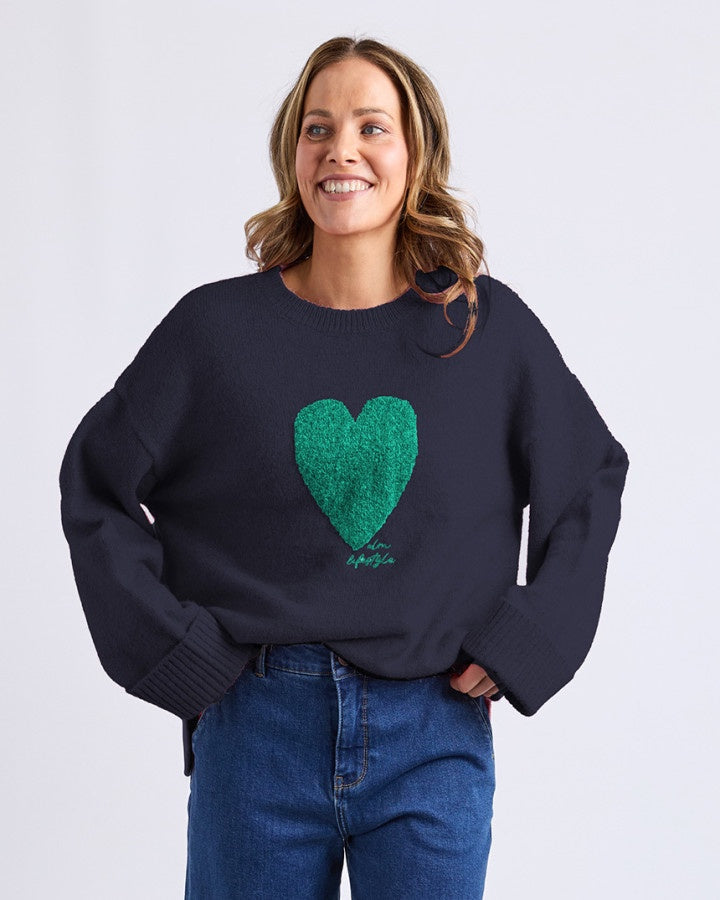 Intersia Heart Knit Navy