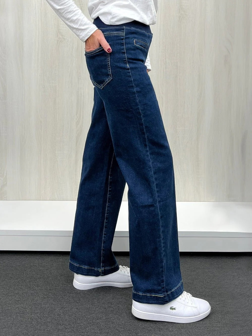 Maddy Pull On Wide Leg Jean Dark Denim