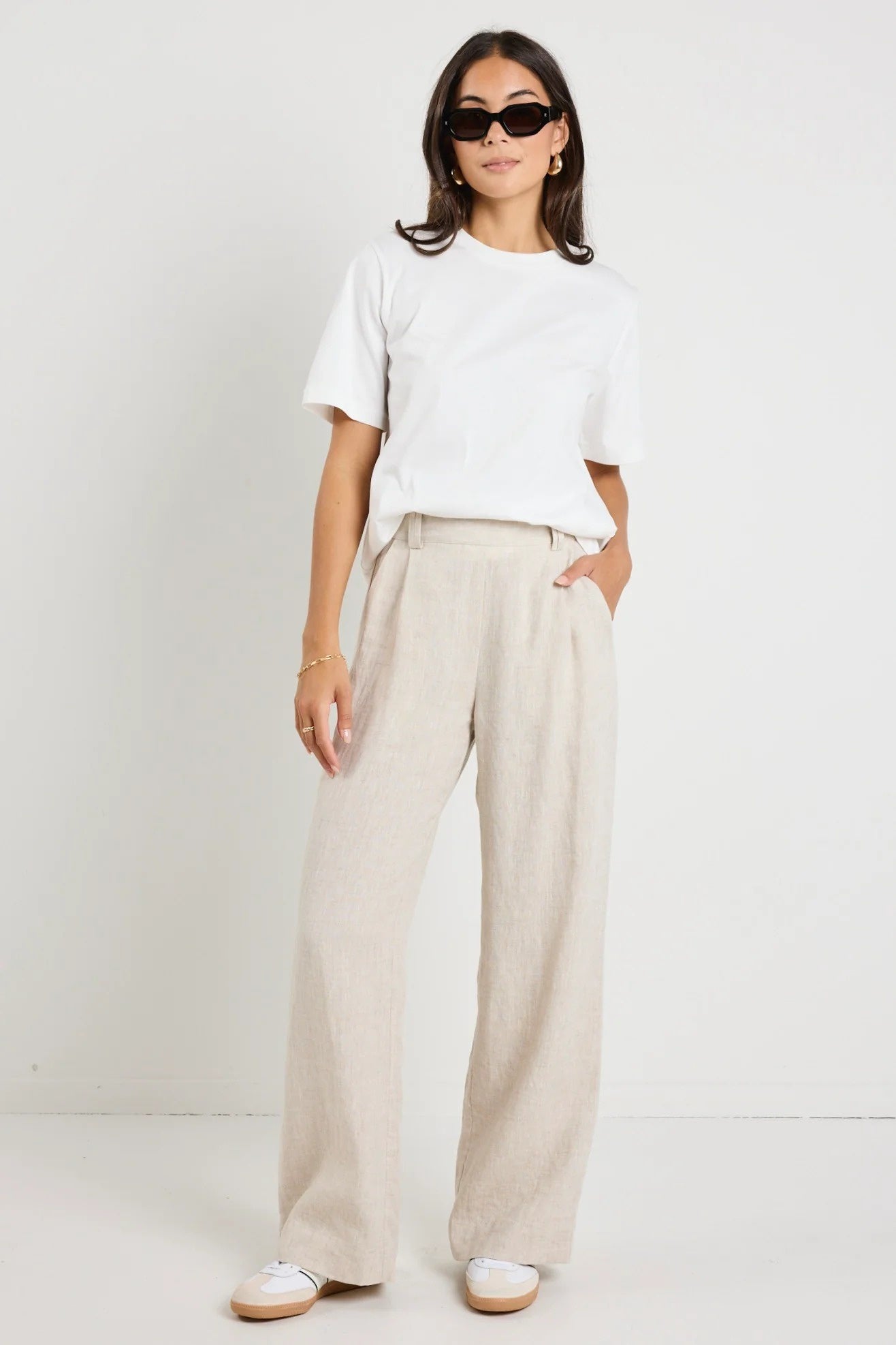 Bestow Natural Linen Wide Leg Pant