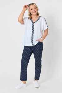 Tropez Print Pant Navy/White