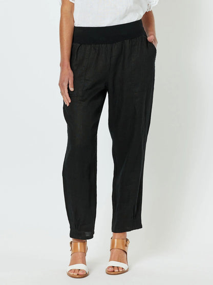 Sarah Ribbed Waist Pant Black