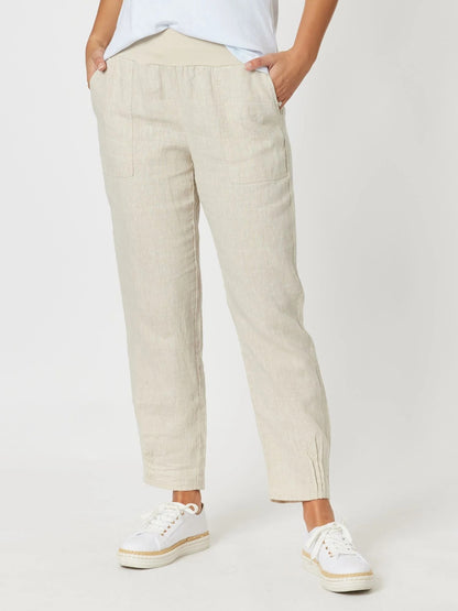 Sarah Ribbed Waist Pant Natural
