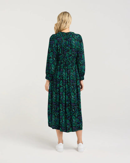Julia Gthered V Neck Dress Black Dahlia