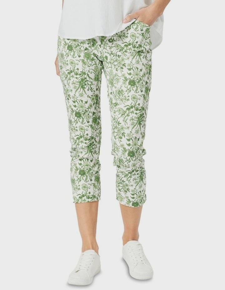 Alexandria Pant Basil/White
