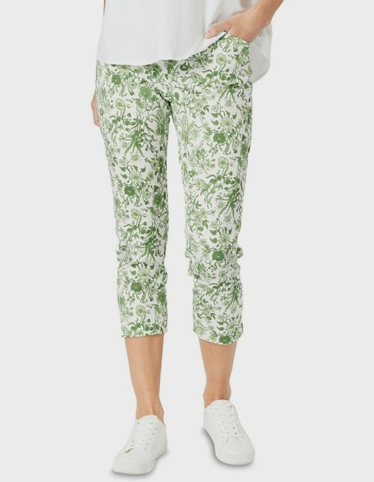Alexandria Pant Basil/White