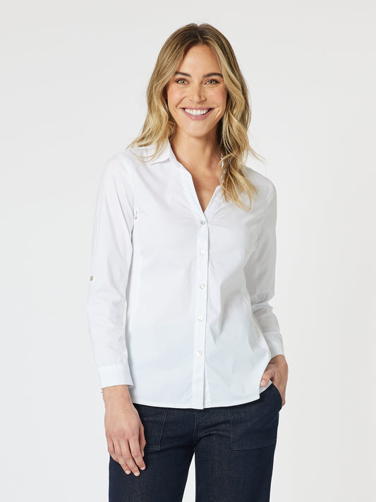 Emma Rib Detail Shirt White