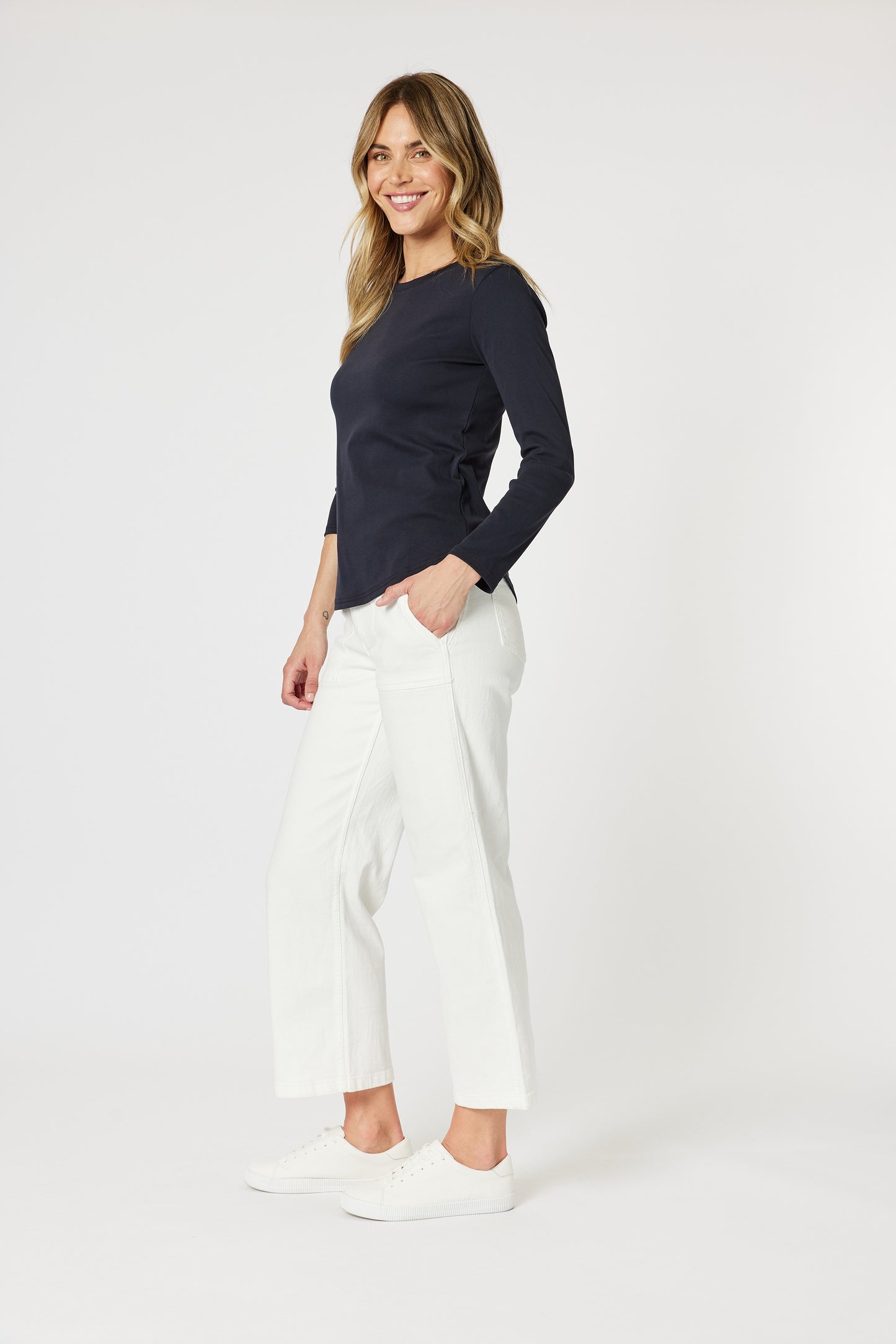 GS long sleeve crew top Navy