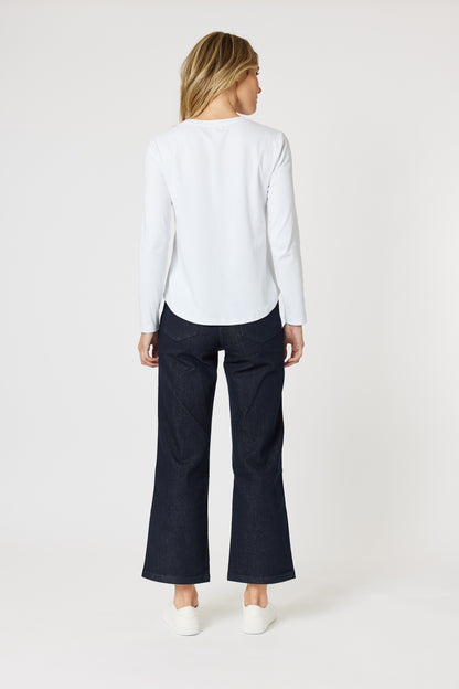 GS L/S Crew Neck Top White