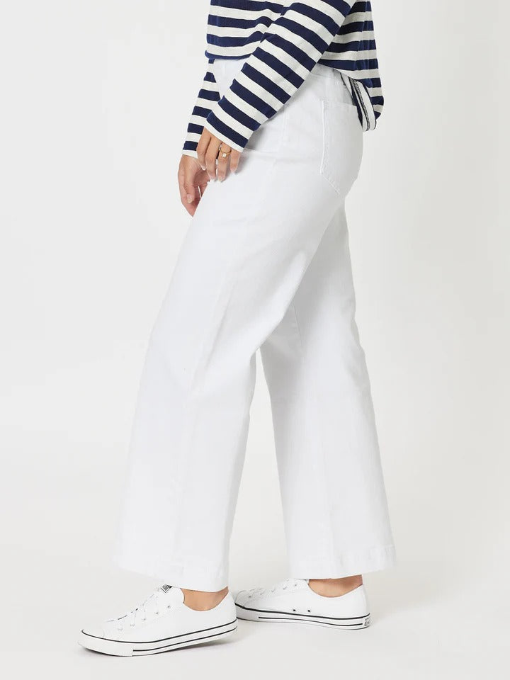 Maddy Pull On Wide Leg Jean White