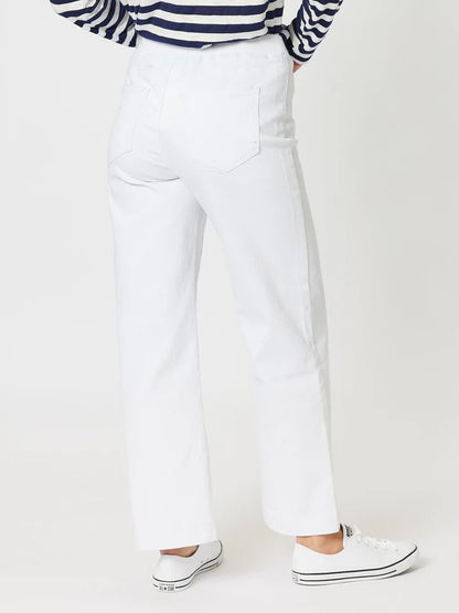Maddy Pull On Wide Leg Jean White