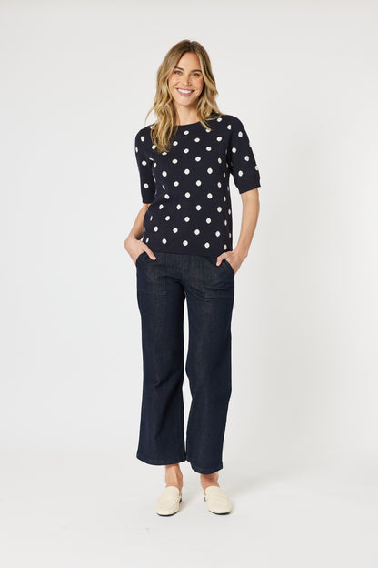 Ascot Top Navy/White