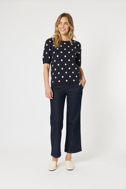 Ascot Top Navy/White