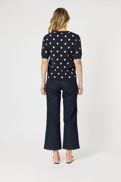 Ascot Top Navy/White