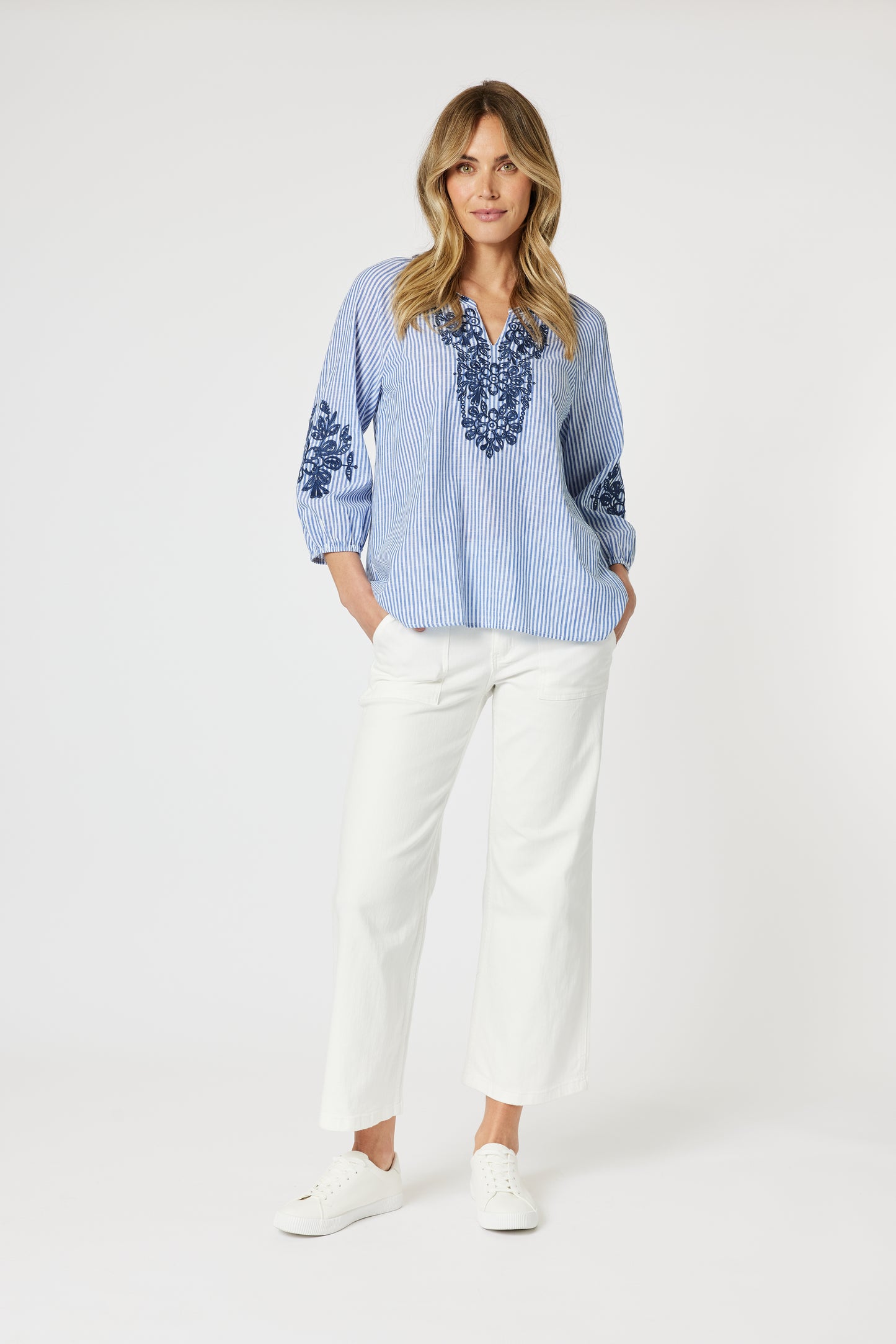 Cottesloe Stripe Top Blue/White