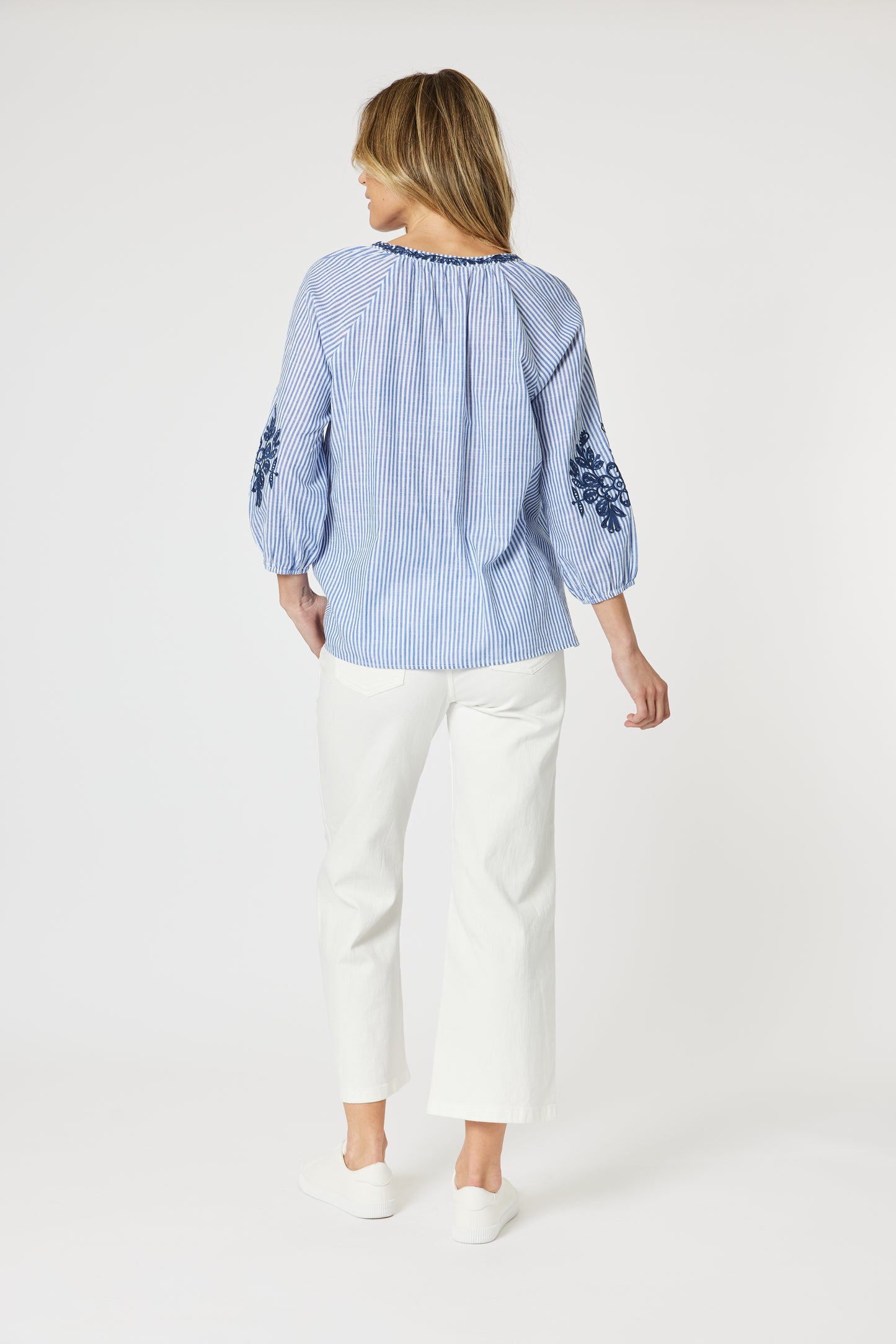 Cottesloe Stripe Top Blue/White