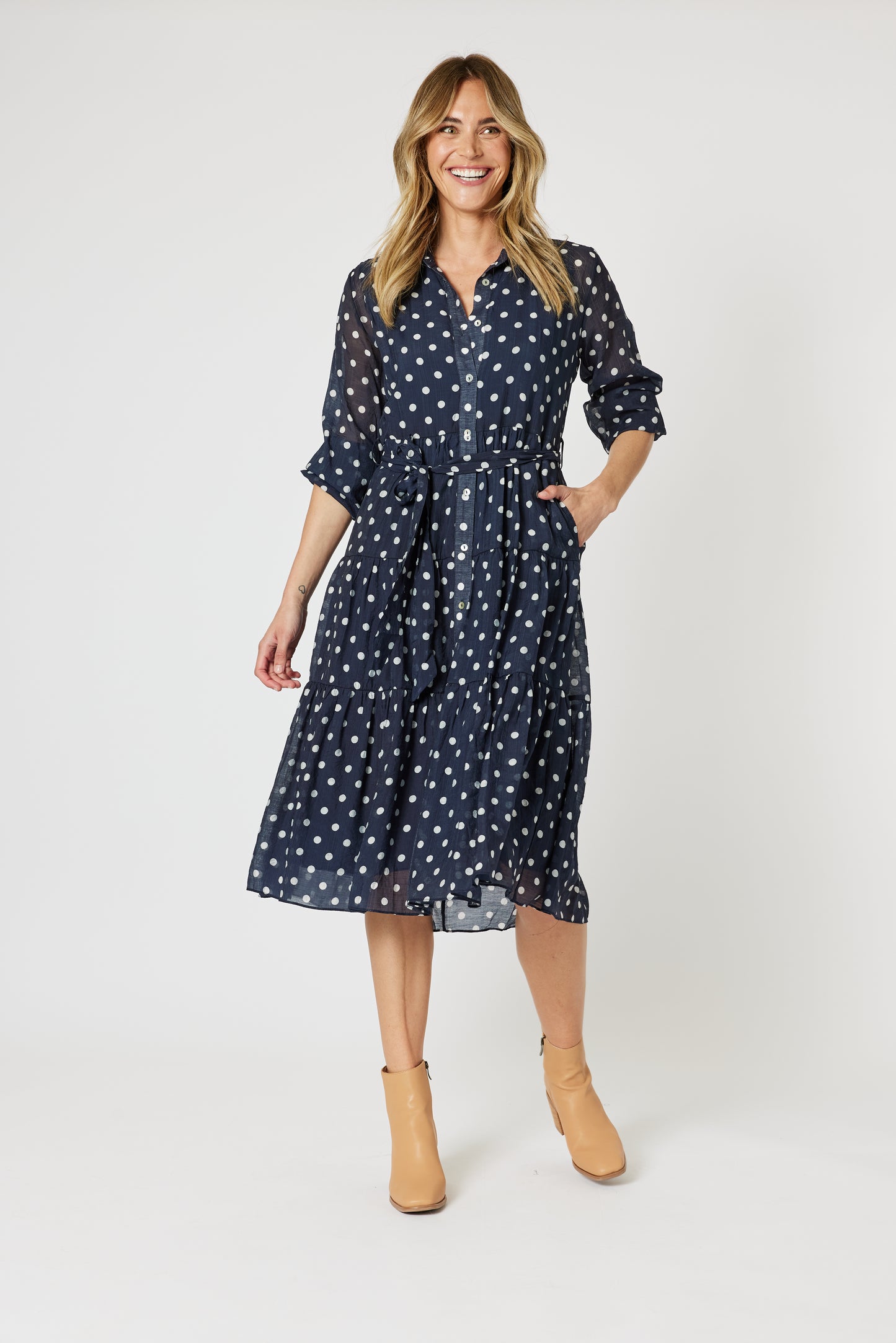 Sorrento Dress Navy/White