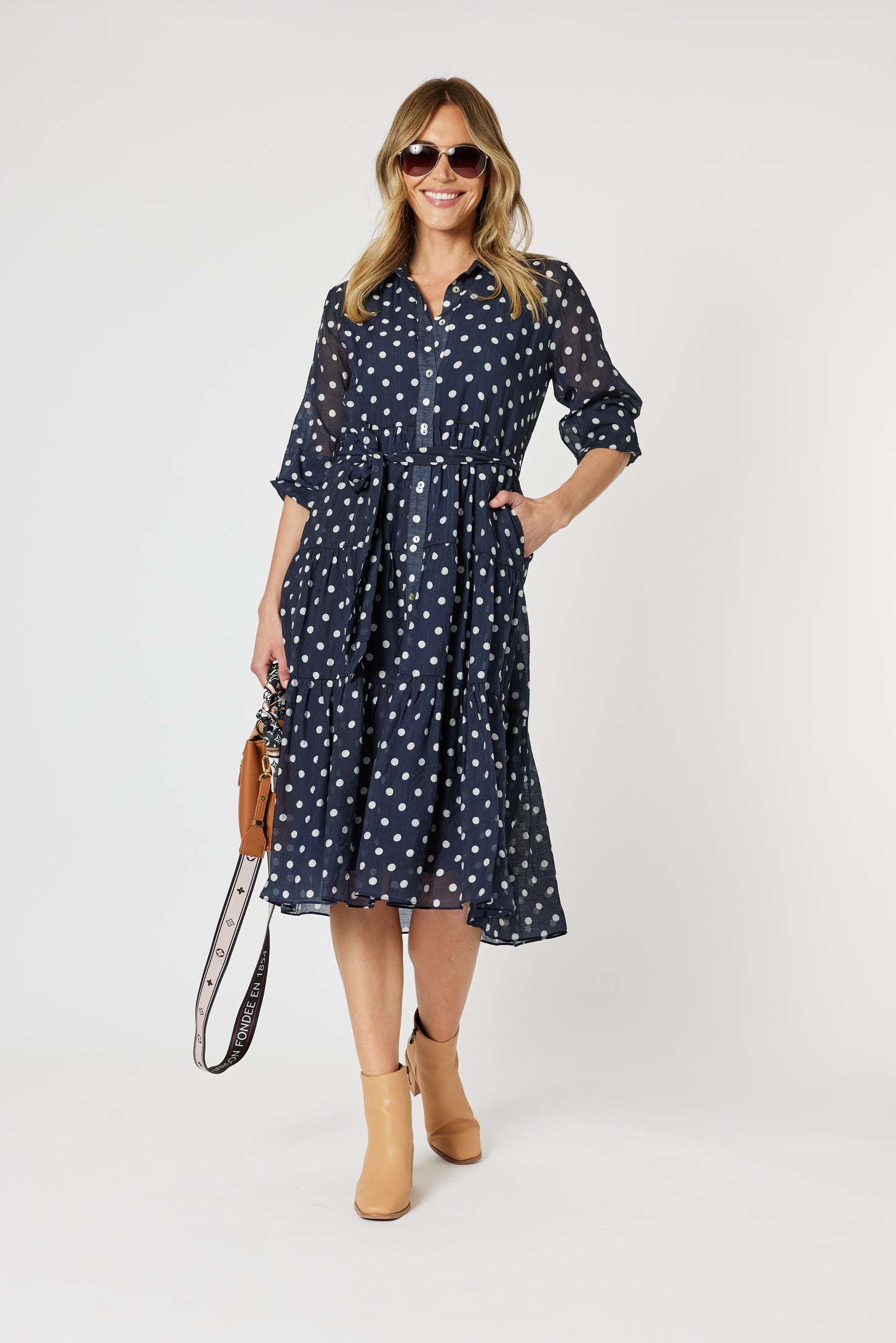Sorrento Dress Navy/White