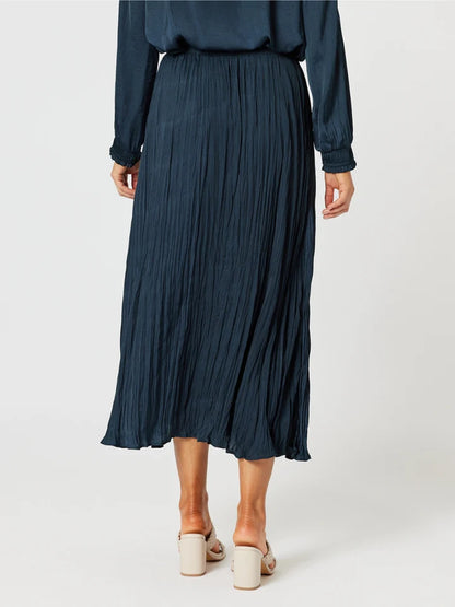 Crushed Lux Skirt Navy