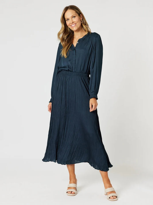 Crushed Lux Skirt Navy