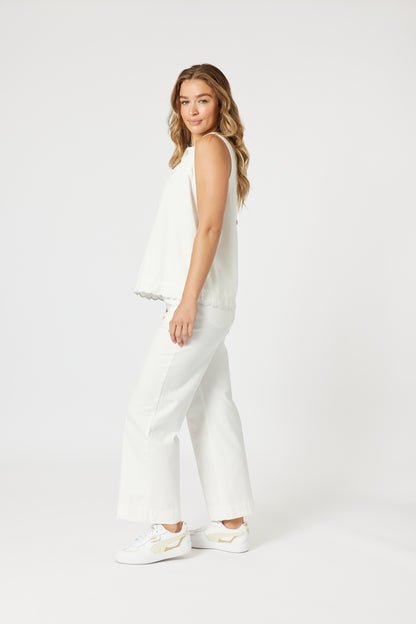 Charlie Denim Top Ivory