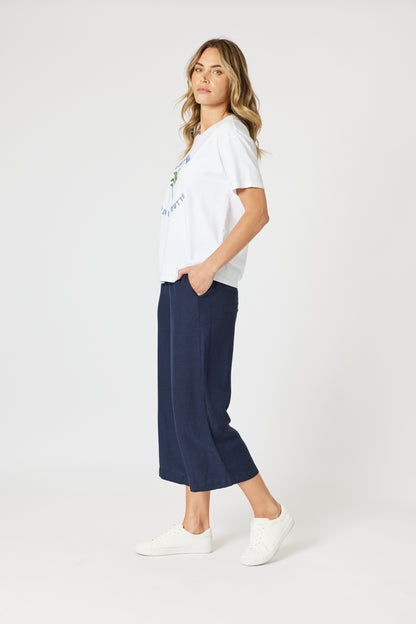 Lino Wide Leg Pant Navy