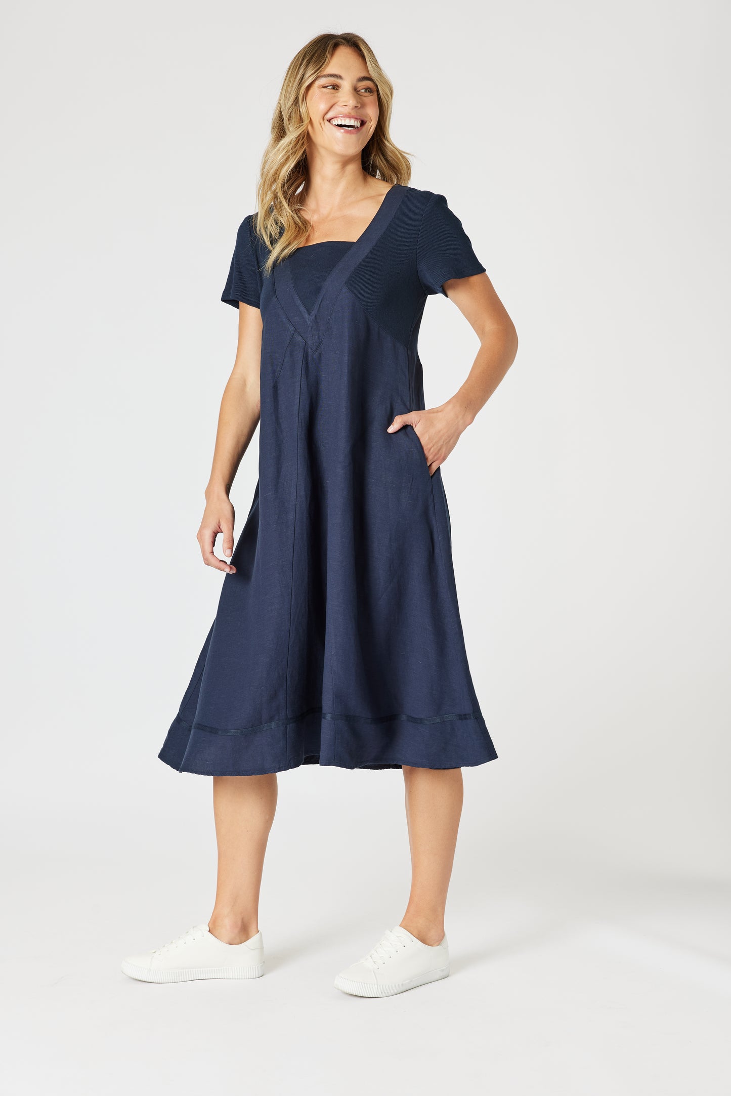 Lino Le Marais Dress Navy