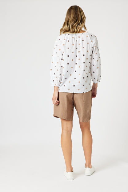 Rattan Emb Top White/Natural