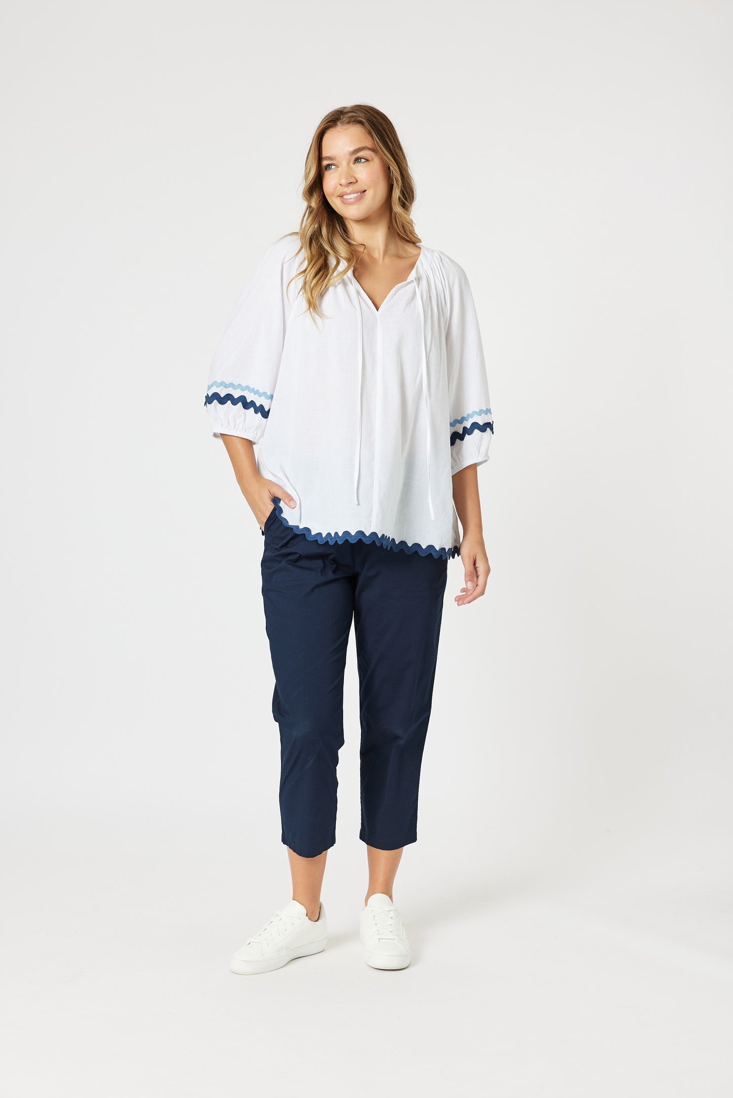 Ric Rack Top White/Blue