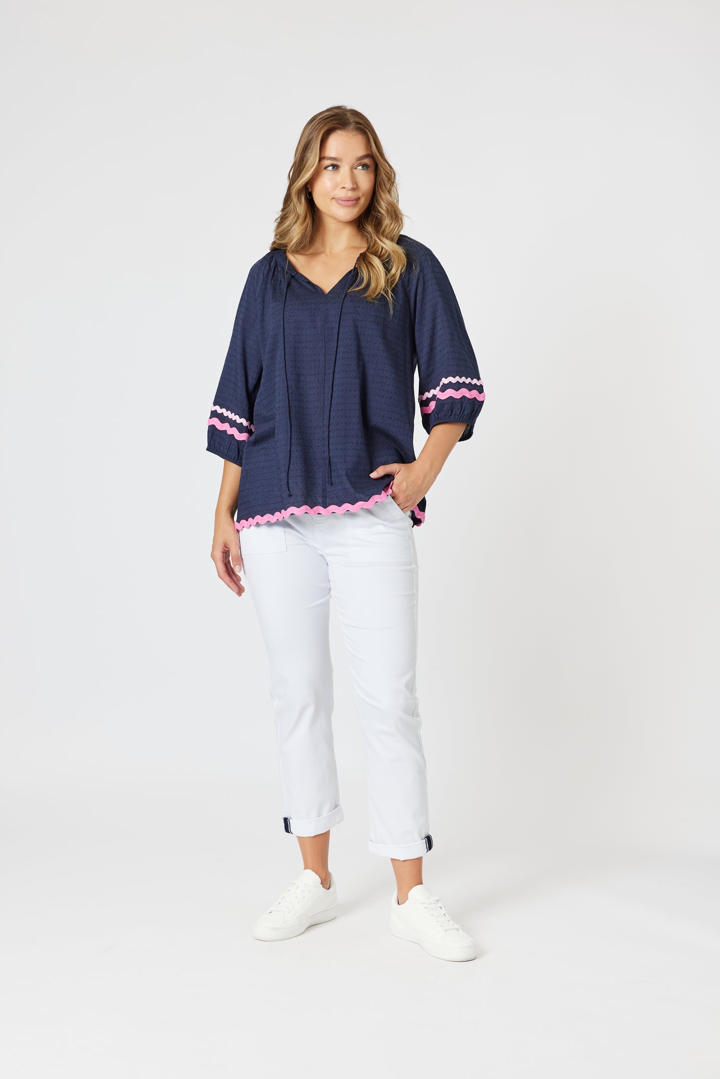Ric Rack Top Navy