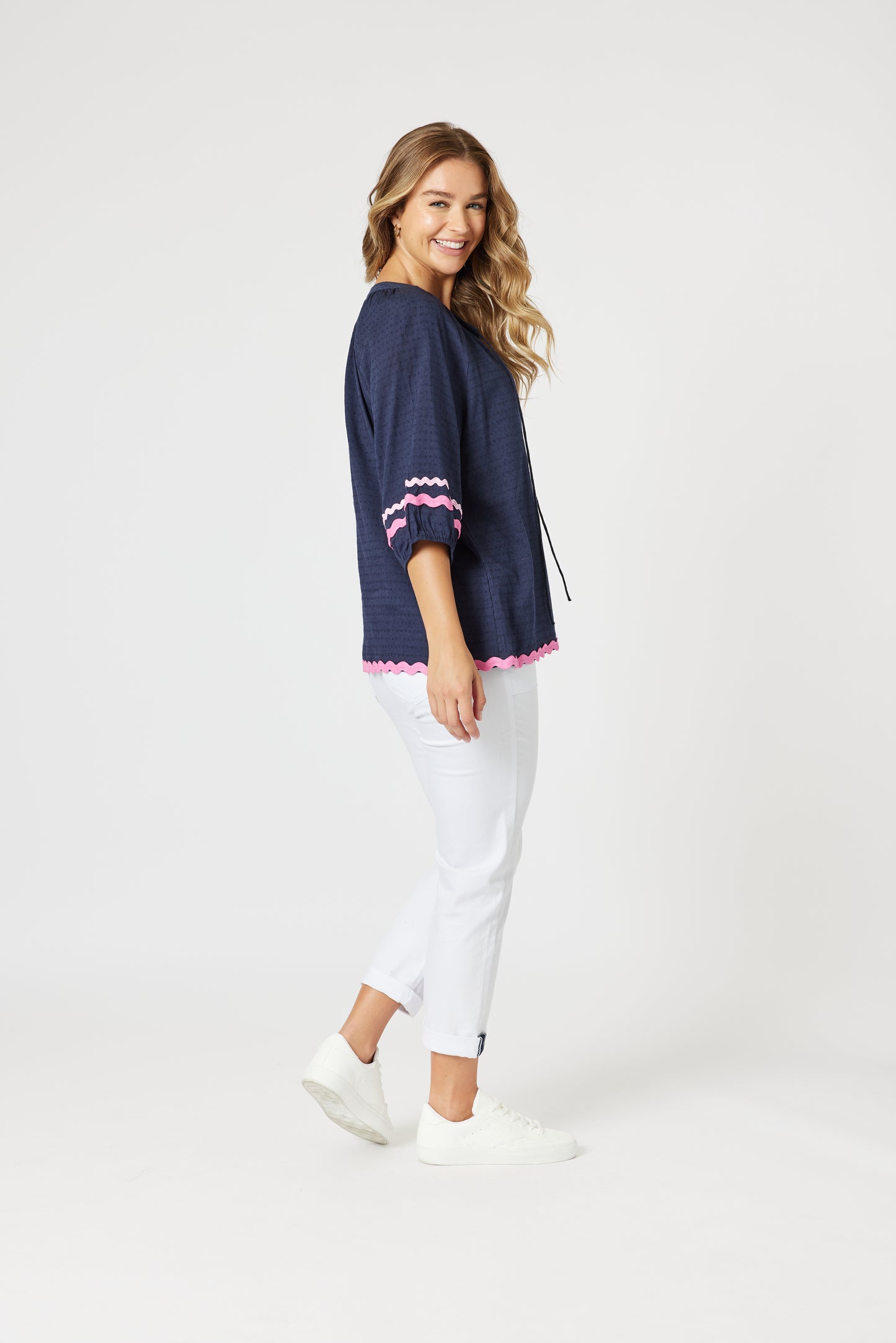 Ric Rack Top Navy