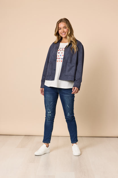 Downtown Suede Jacket Indigo