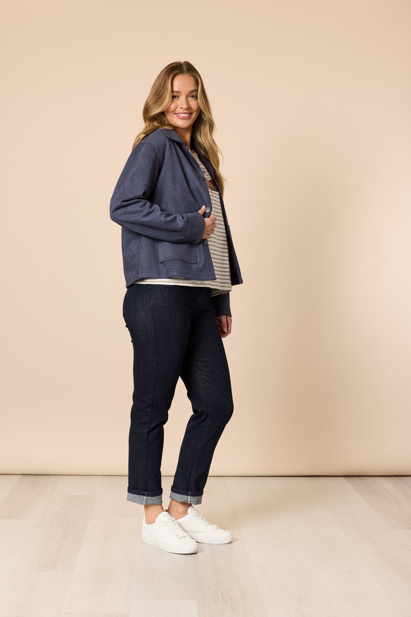 Downtown Suede Jacket Indigo