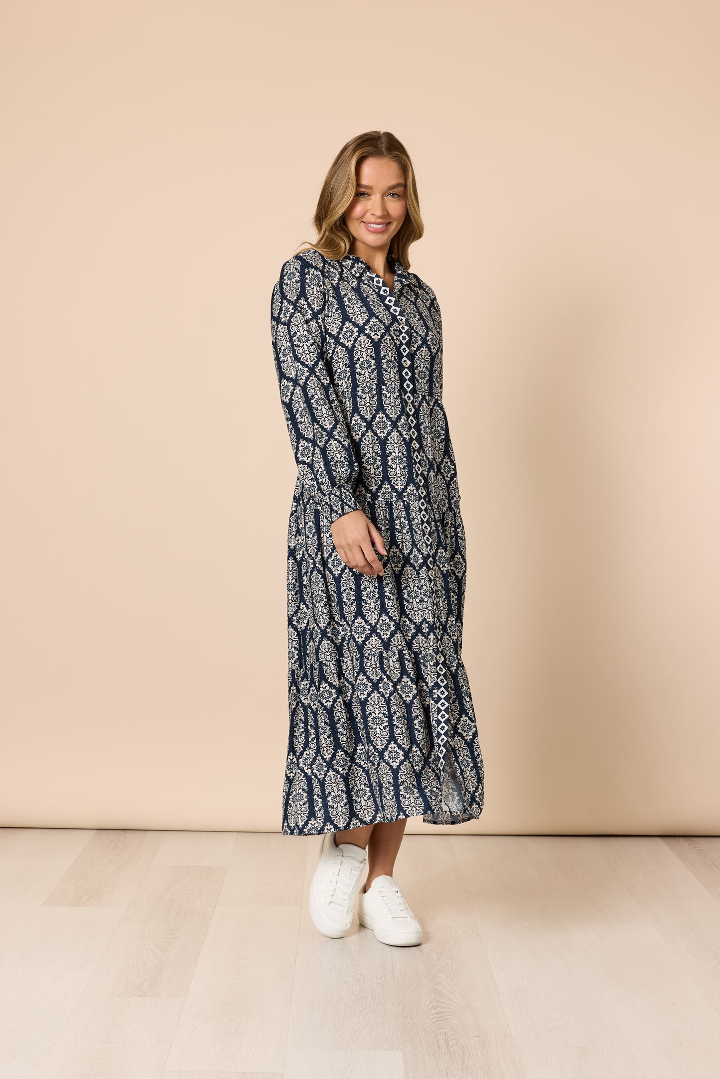 Lola Print Dress Navy/White