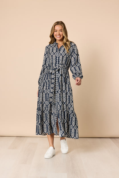 Lola Print Dress Navy/White