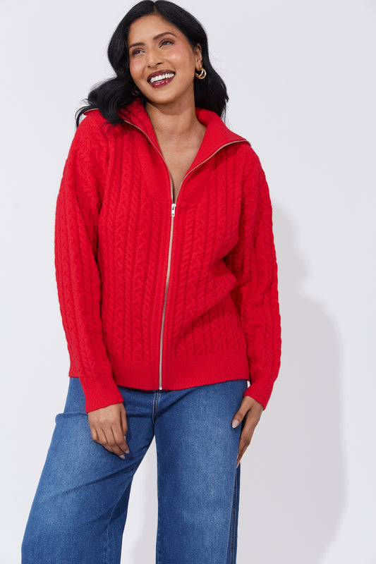 Cadiz Zip Jumper Chilli